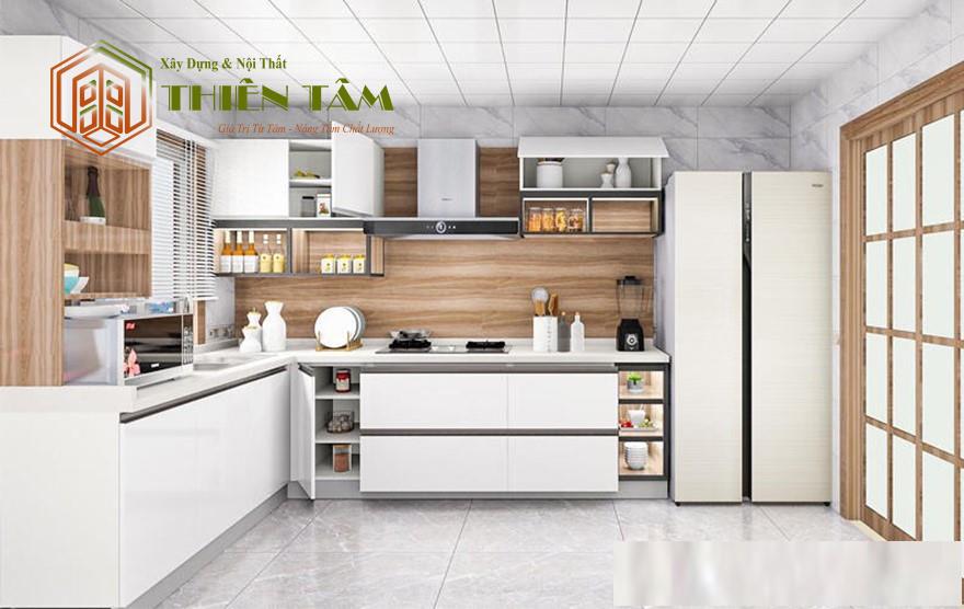 TỦ BÊP GỖ MDF PHỦ MELAMIN ĐẸP TB-CN32